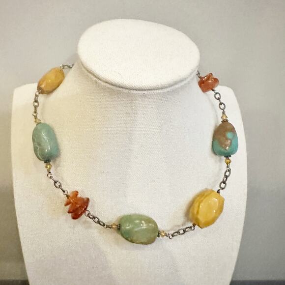 silpada N1296 Chunky Stone Necklace Retired * flaw Boho Bohemian - Picture 1 of 12